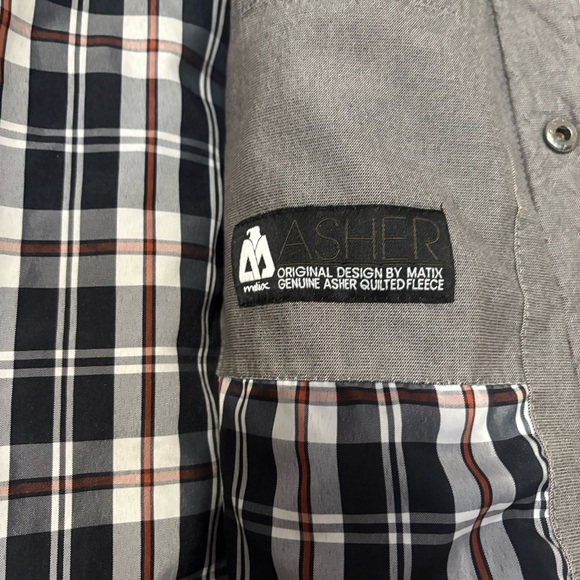 Y2K Matix Fleece Bomber Jacket Men's L Colorblock Plaid Inner Snap Skater Surfer - Picture 9 of 11